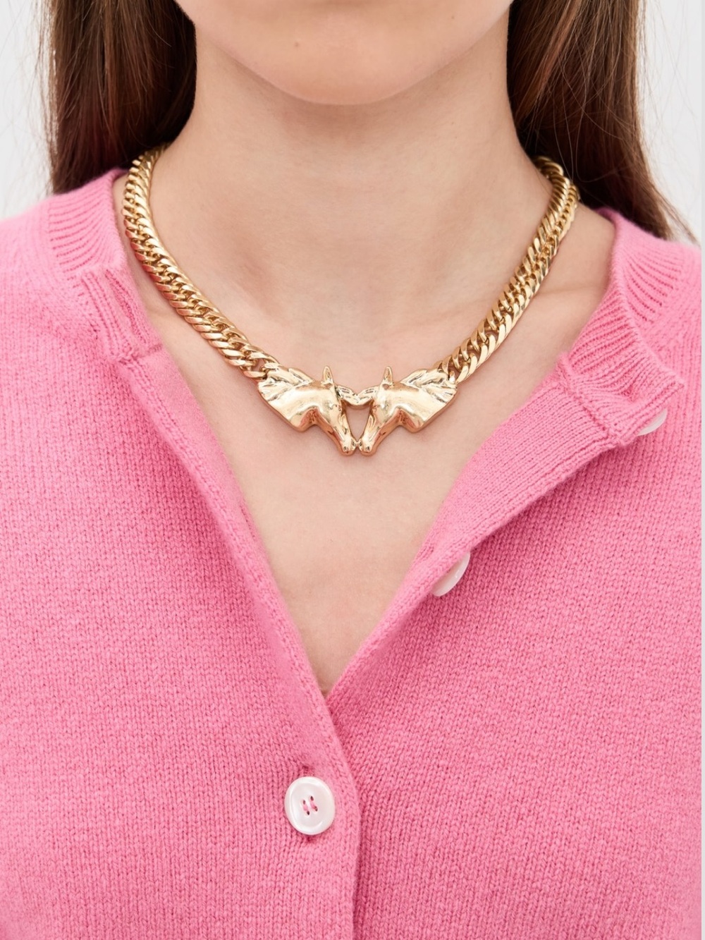 NWT Clare V. Vivier le Cheval Gold Horsehead Chain Necklace $275 originally - Picture 3 of 3